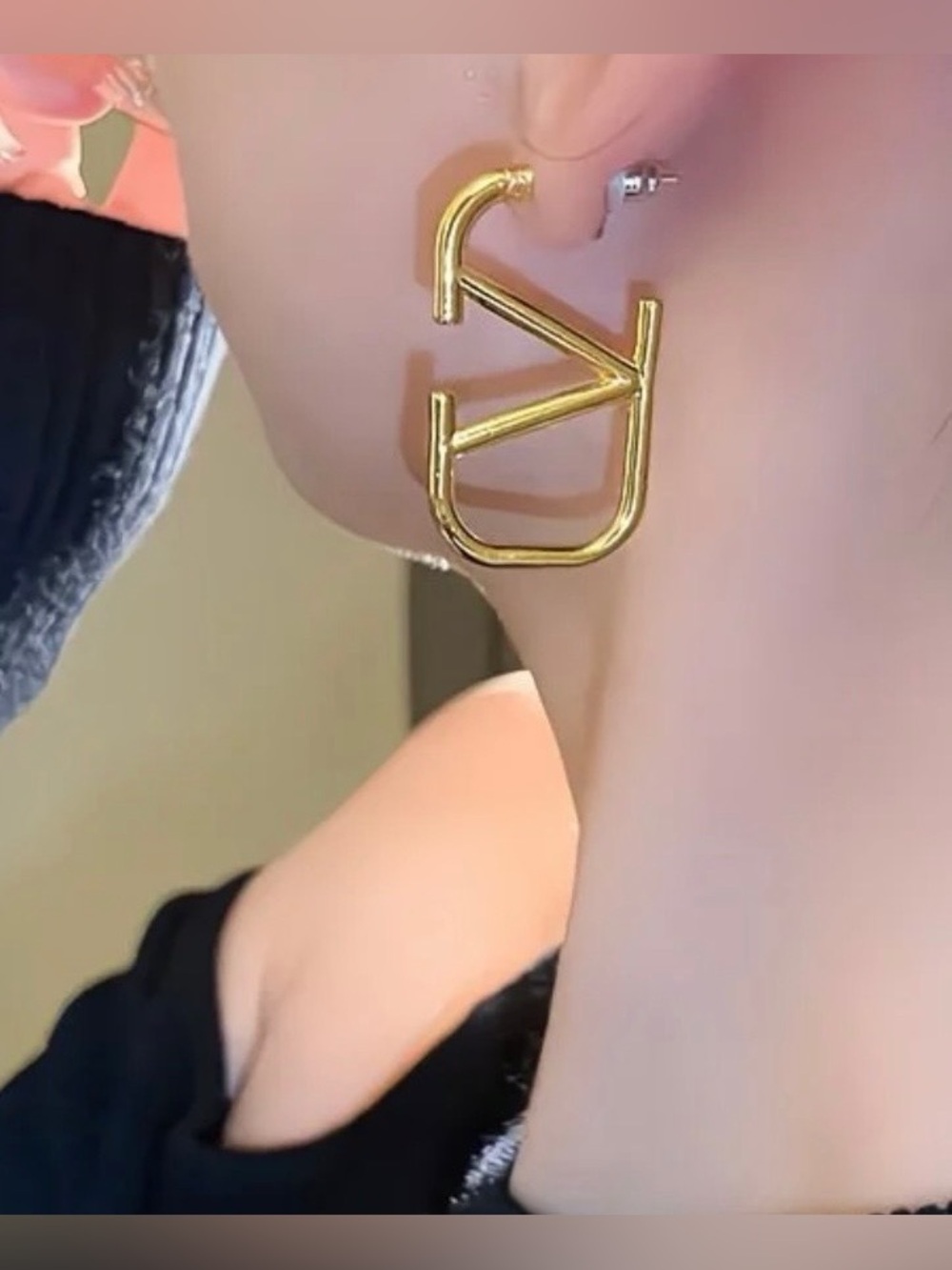 Gold Monogram-Style Hoop Earrings - Women Jewelry